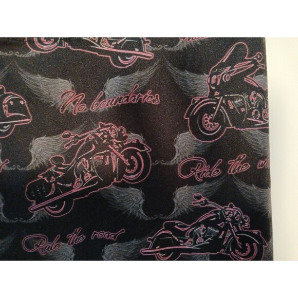 Gemini Design Apparel Leggings Black/Gray Wing With Pink Motorcycles One Size - Picture 7 of 16